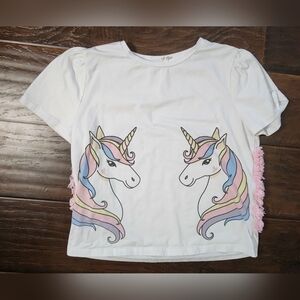 Girls Shein Unicorn Fringe Shirt